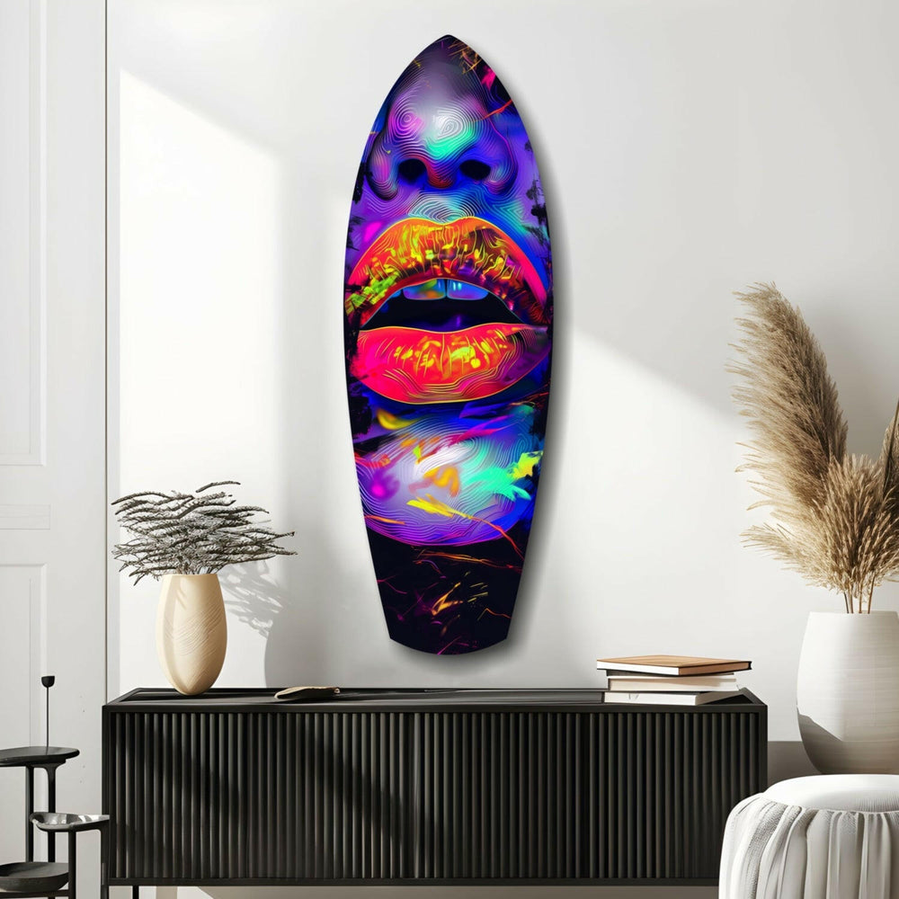 Renkli Dudaklar V18 Cam Tablo.