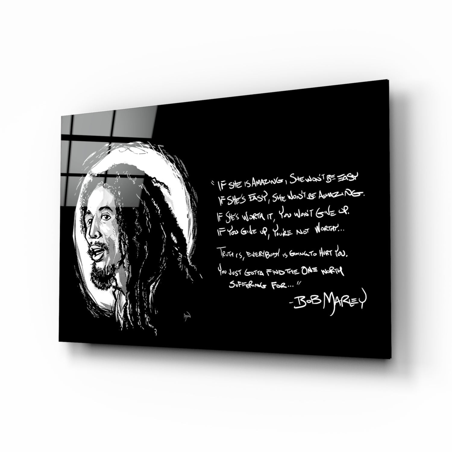 Bob Marley'nin Sözleri Cam Tablo