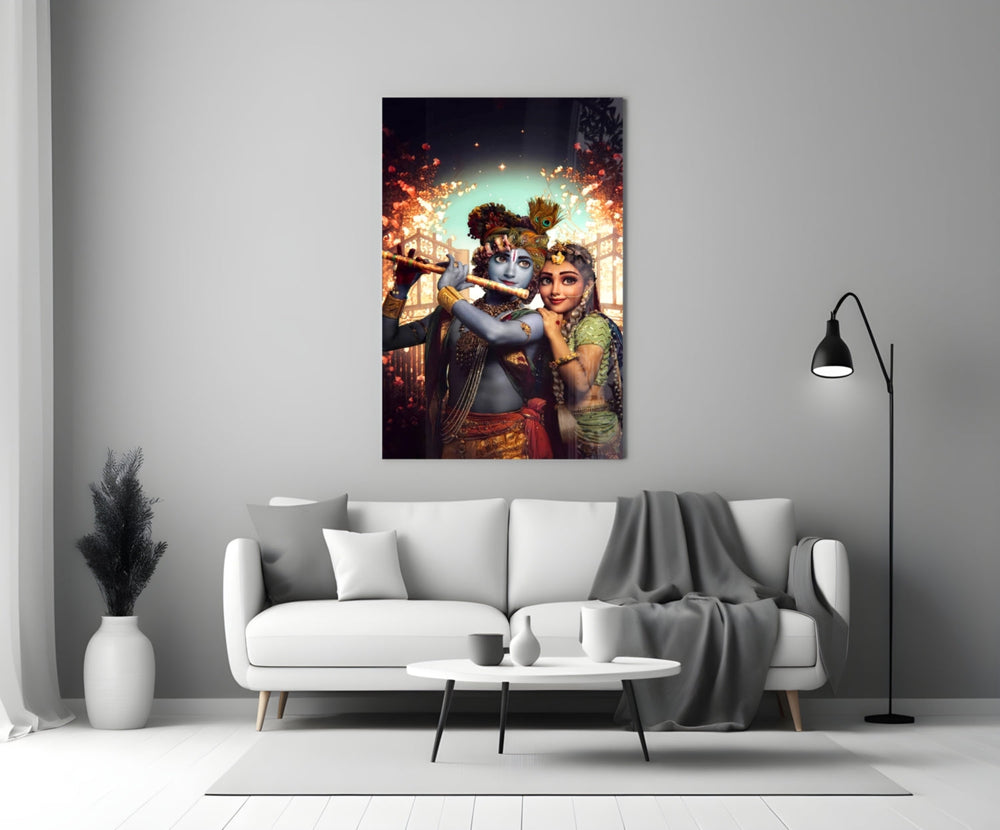 Krishna ve Radha Cam Tablo