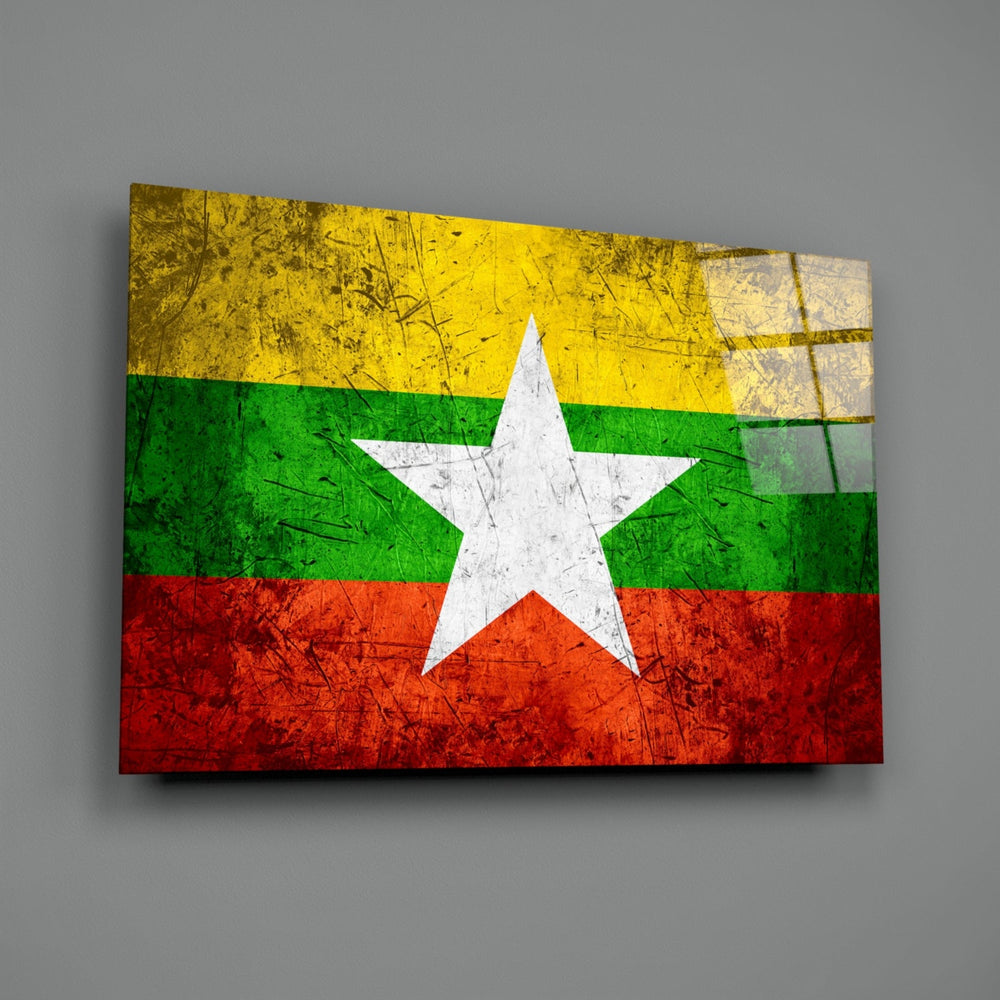 Myanmar bayrağı Cam Tablo