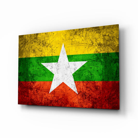 Myanmar bayrağı Cam Tablo