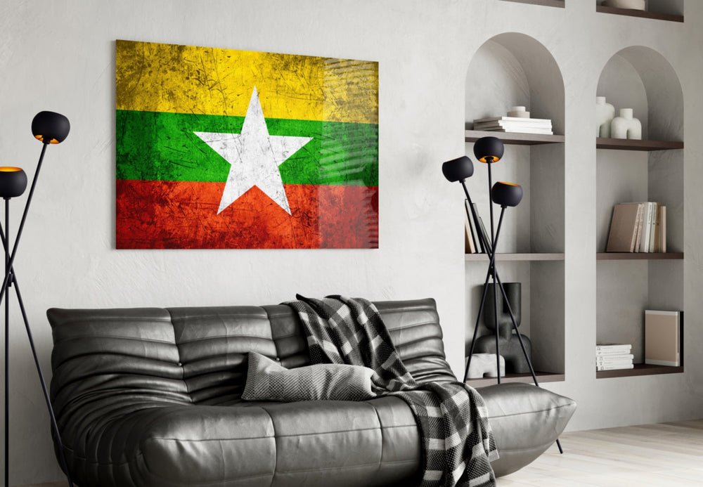 Myanmar bayrağı Cam Tablo