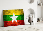 Myanmar bayrağı Cam Tablo
