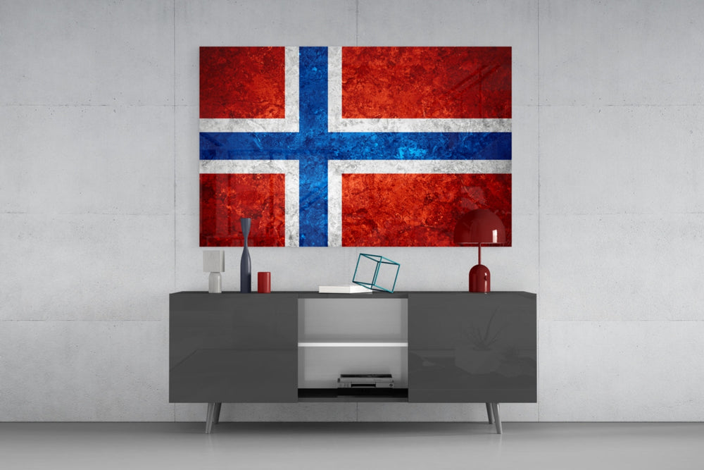 Norveç bayrağı Cam Tablo