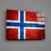 Norveç bayrağı Cam Tablo