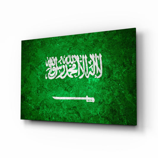 Suudi Arabistan bayrağı Cam Tablo
