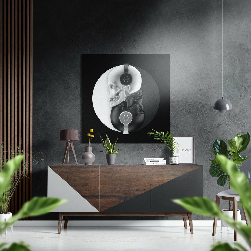 Ying Yang Kafatasları Fırçalı Metalik Alu-Dibond.