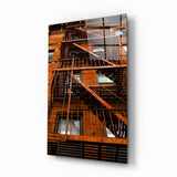 Turuncu Merdivenler Cam Tablo | Insigne Art | Üstün Kalite