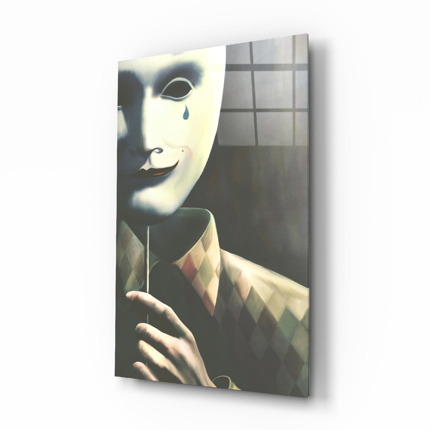 Maske ve Üzgünlük Cam Tablo.