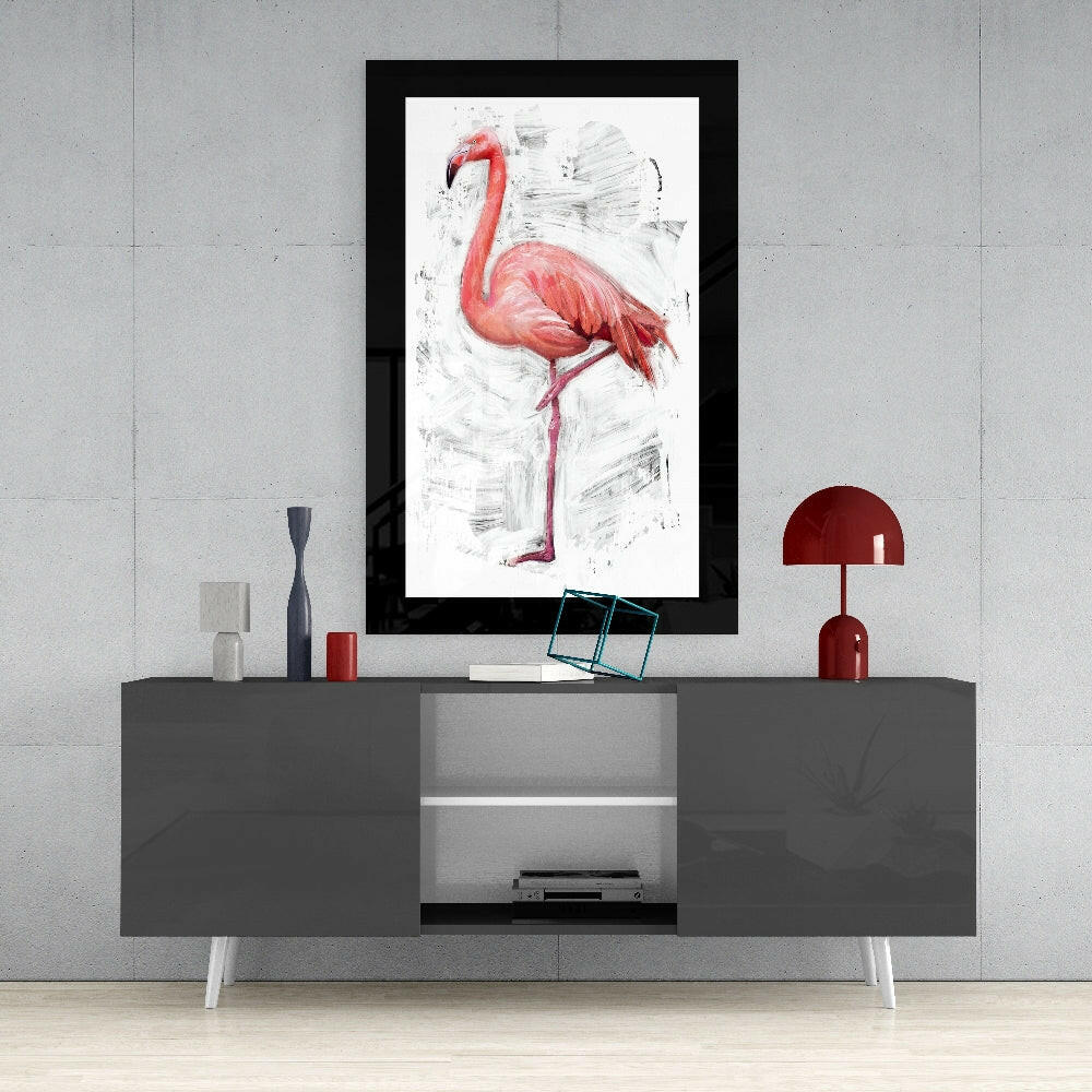 Yalnız Flamingo Cam Tablo.