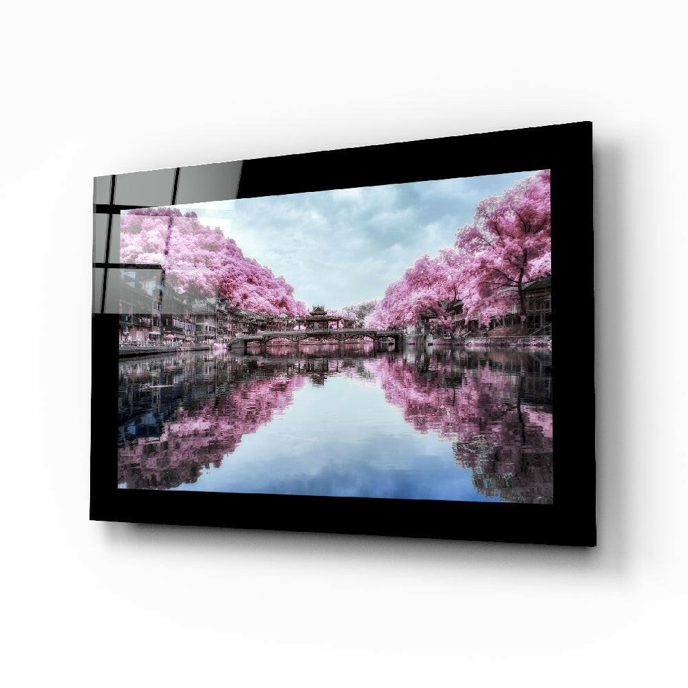 Sakura Ağaçları Cam Tablo