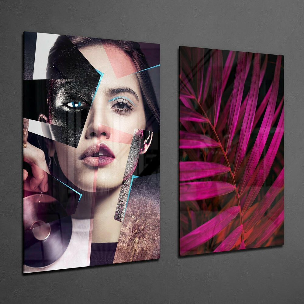 Patchwork Kadınlar 2 Parçalı Kombin Cam Tablo.