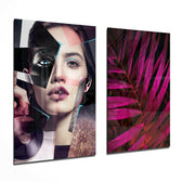 Patchwork Kadınlar 2 Parçalı Kombin Cam Tablo.