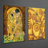Klimt 2 Parçalı Kombin Cam Tablo.