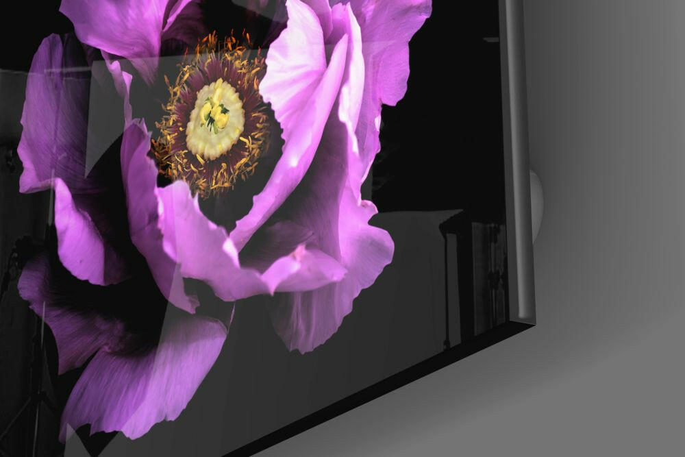 Floral Pembe Cam Tablo.