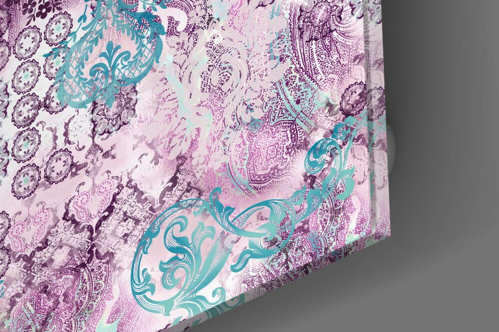Mor Damask Cam Tablo.