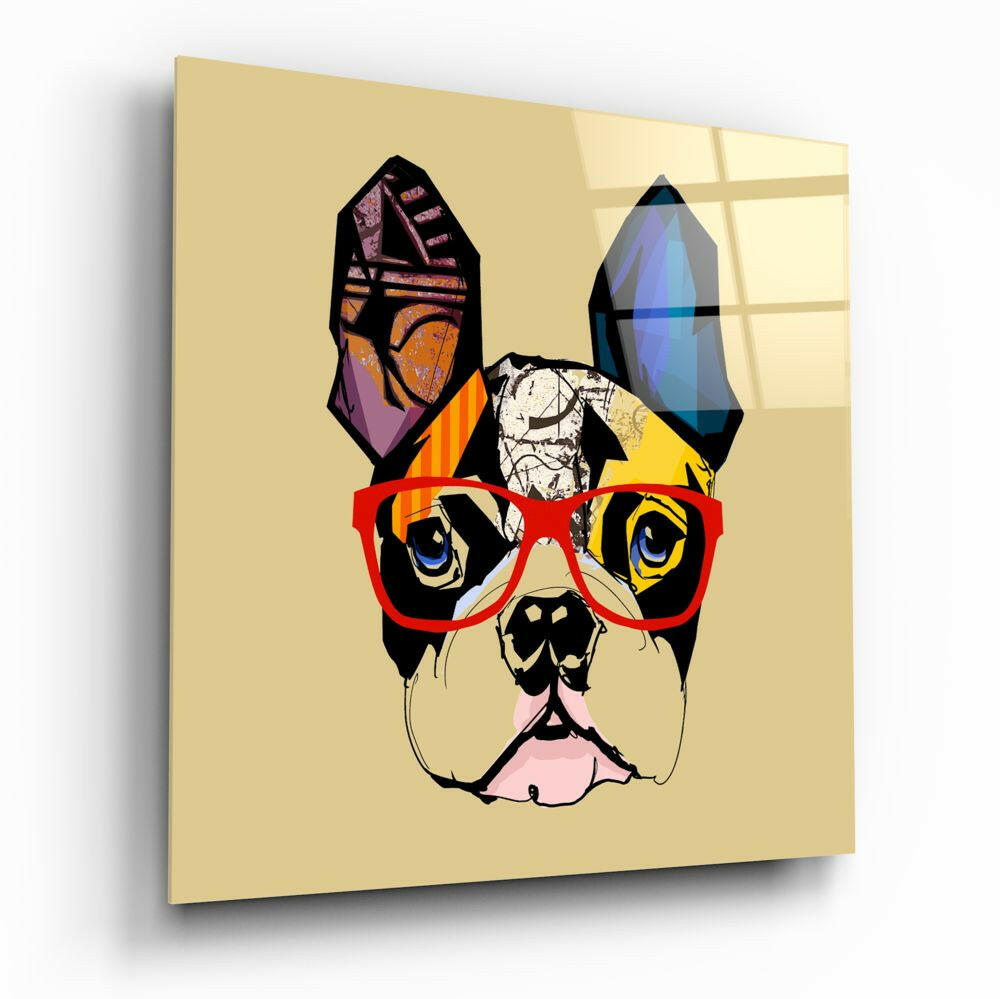 Bulldog Köpek Cam Tablo.