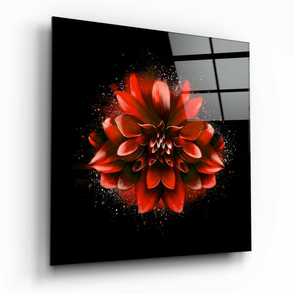 Kırmızı Lotus Cam Tablo.