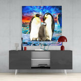 Penguen Ailesi Cam Tablo.