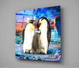 Penguen Ailesi Cam Tablo.