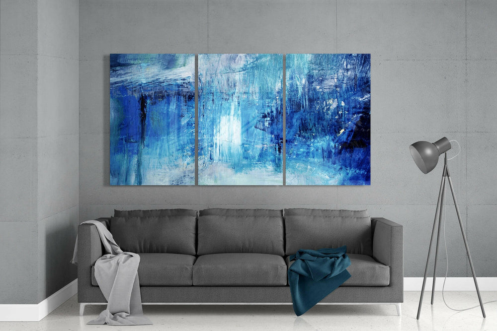 Soyut Mavi Mega Cam Tablo.