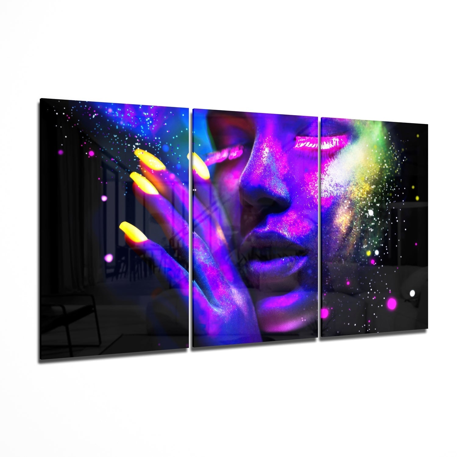 Neon Kadın Mega Cam Tablo.