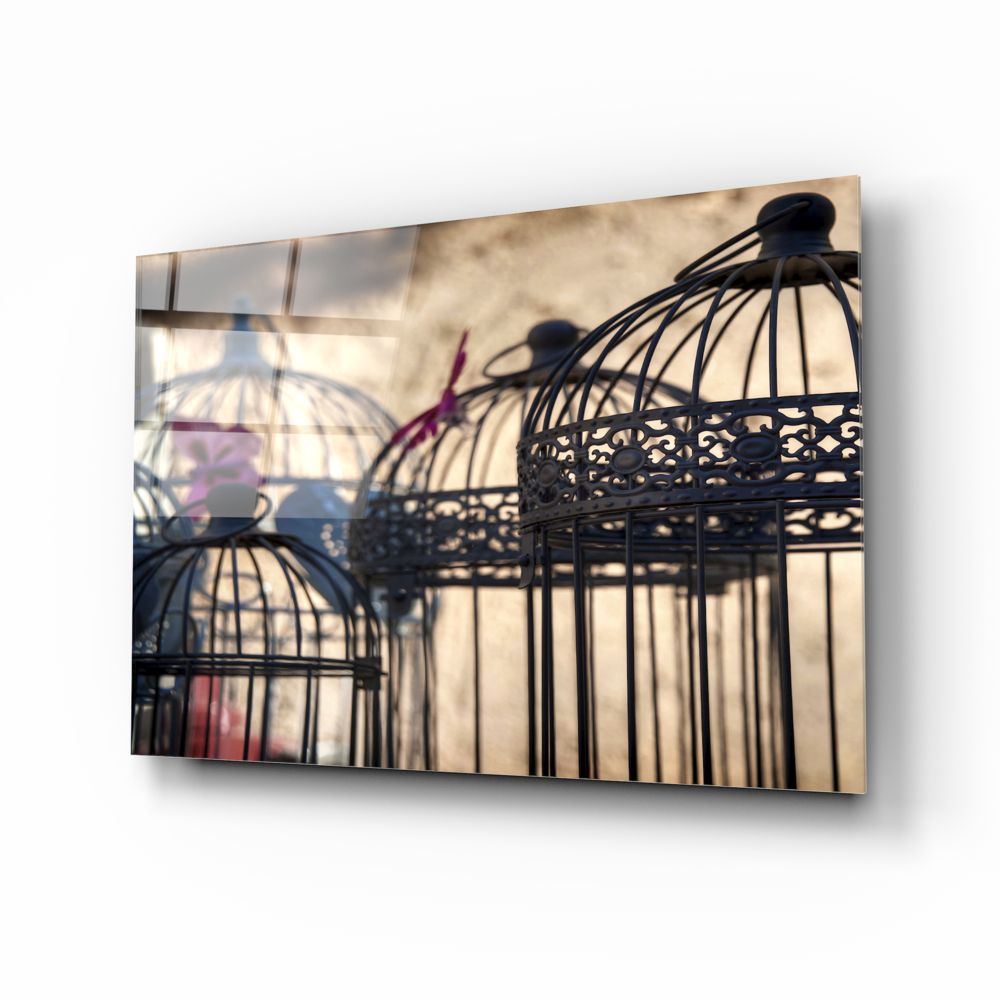 Kuş Kafesi Cam Tablo