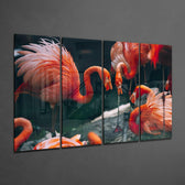 Flamingolar 4 Parça Mega Cam Tablo | 150x92 cm.