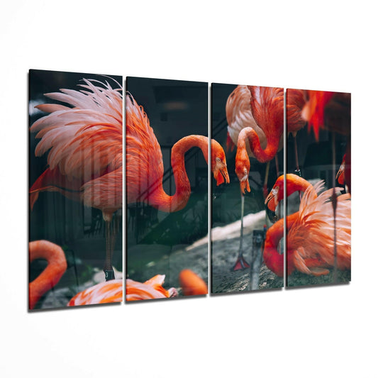 Flamingolar 4 Parça Mega Cam Tablo | 150x92 cm.