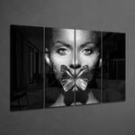 Kelebek Kadınları 4 Parça Mega Cam Tablo | 150x92 cm.