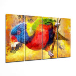 Papağan 4 Parça Mega Cam Tablo | 150x92 cm.
