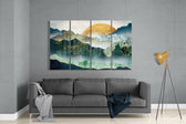 Japon Gün Batımı 4 Parça Mega Cam Tablo | 150x92 cm.