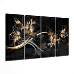 Çiçek Dalgası 4 Parça Mega Cam Tablo | 150x92 cm.