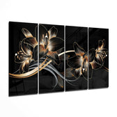 Çiçek Dalgası 4 Parça Mega Cam Tablo | 150x92 cm.