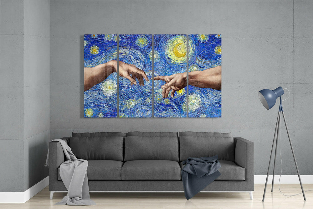 Yaratılış 4 Parça Mega Cam Tablo | 150x92 cm.