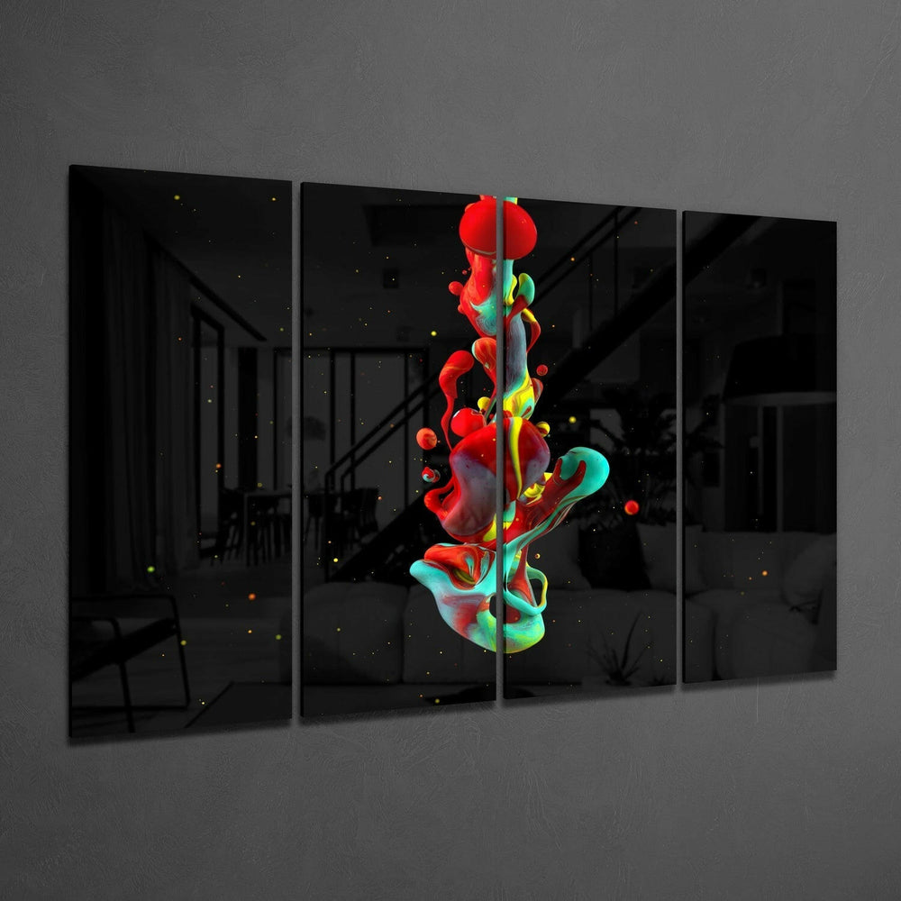 Renk Karışımı 4 Parça Mega Cam Tablo | 150x92 cm.