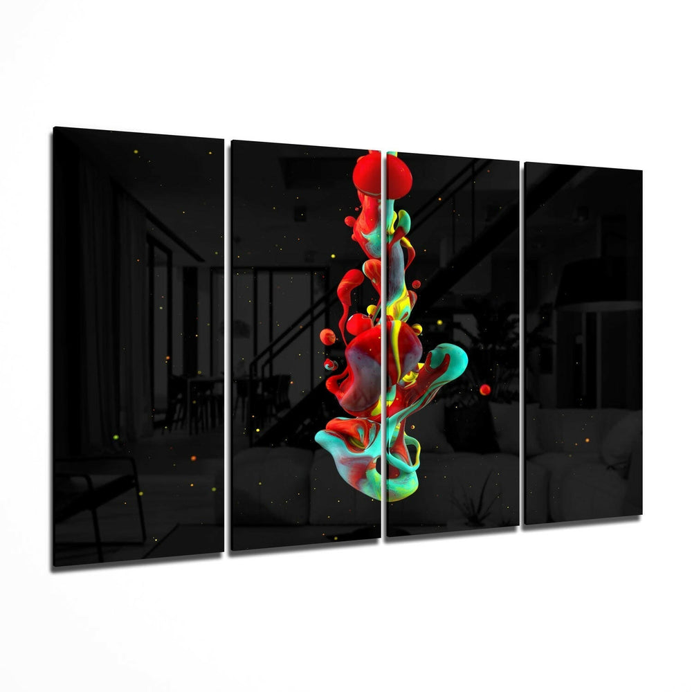 Renk Karışımı 4 Parça Mega Cam Tablo | 150x92 cm.