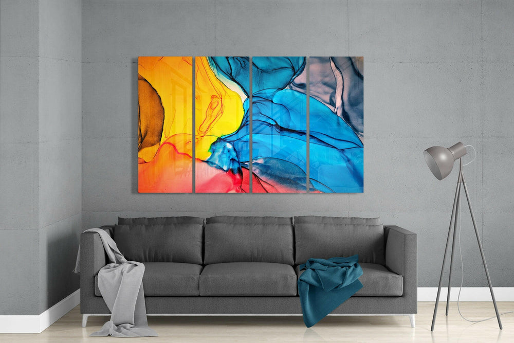 Renkler Dansı 4 Parça Mega Cam Tablo | 150x92 cm.