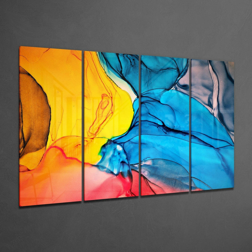 Renkler Dansı 4 Parça Mega Cam Tablo | 150x92 cm.