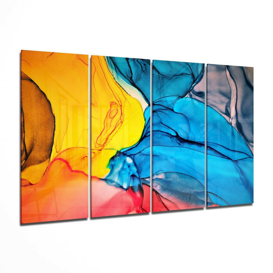 Renkler Dansı 4 Parça Mega Cam Tablo | 150x92 cm.