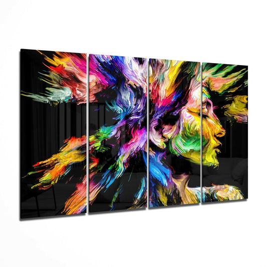 Müziği Hisset 4 Parça Mega Cam Tablo | 150x92 cm.