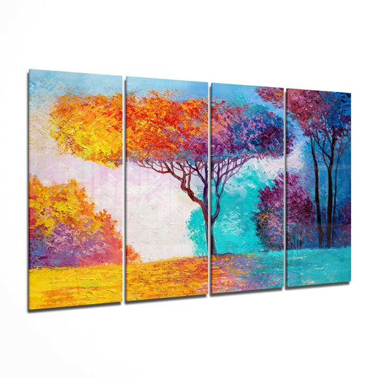Hayat Ağacı 4 Parça Mega Cam Tablo | 150x92 cm.
