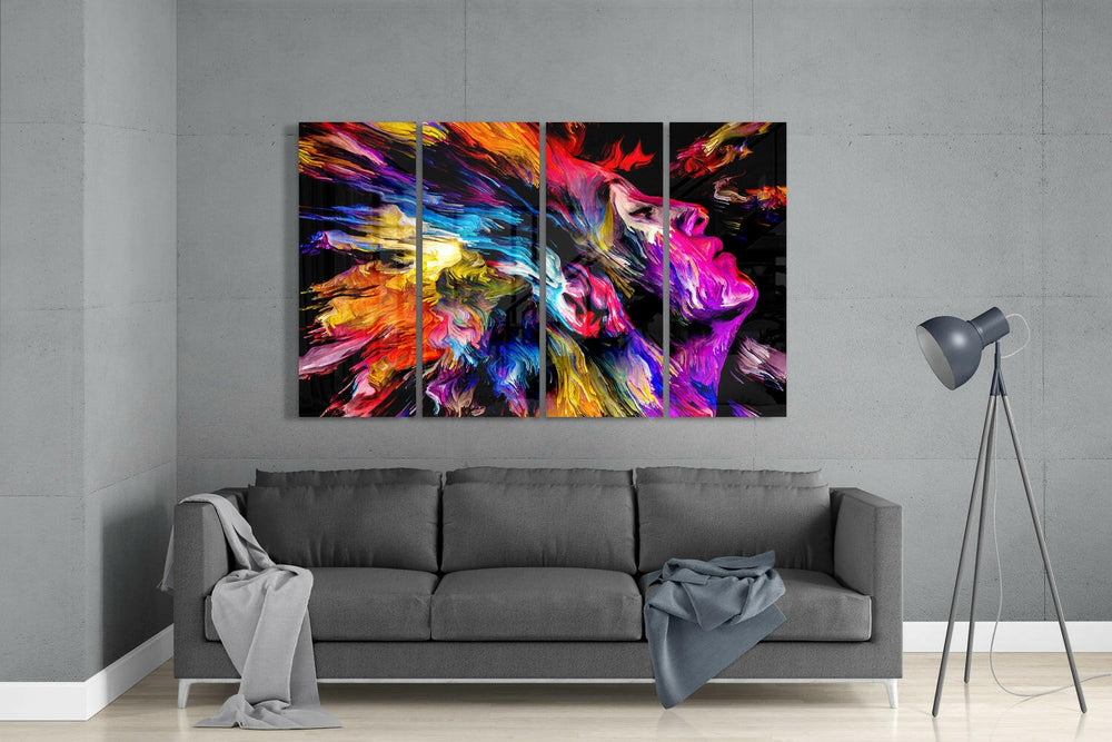 Müziği Hisset 4 Parça Mega Cam Tablo | 150x92 cm.