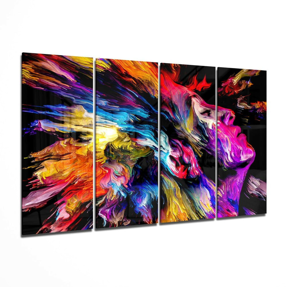 Müziği Hisset 4 Parça Mega Cam Tablo | 150x92 cm.