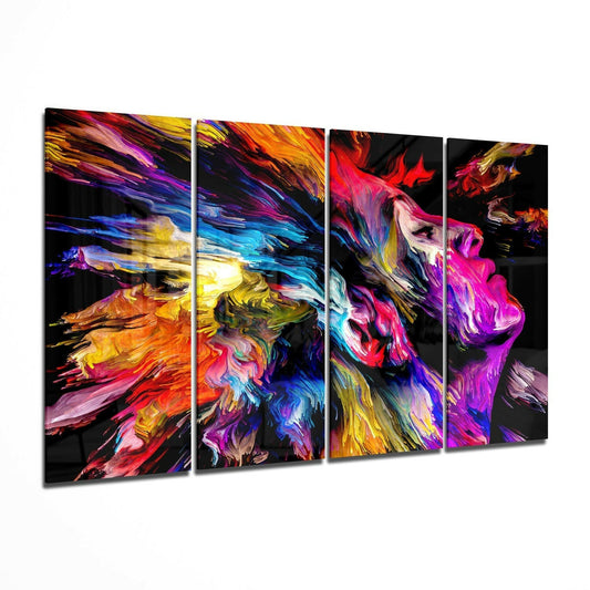 Müziği Hisset 4 Parça Mega Cam Tablo | 150x92 cm.