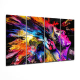 Müziği Hisset 4 Parça Mega Cam Tablo | 150x92 cm.