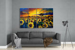 Ayçiçek 4 Parça Mega Cam Tablo | 150x92 cm.