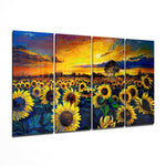 Ayçiçek 4 Parça Mega Cam Tablo | 150x92 cm.