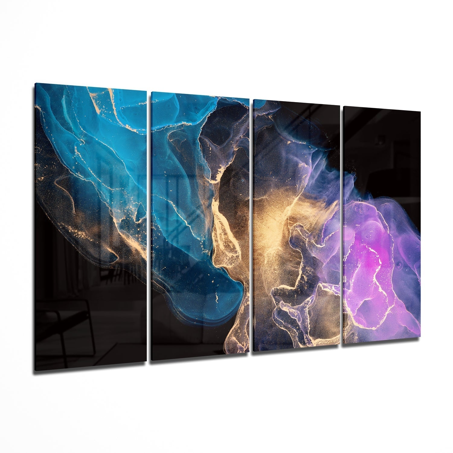Çarpışma 4 Parça Mega Cam Tablo | 150x92 cm.