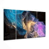 Çarpışma 4 Parça Mega Cam Tablo | 150x92 cm.